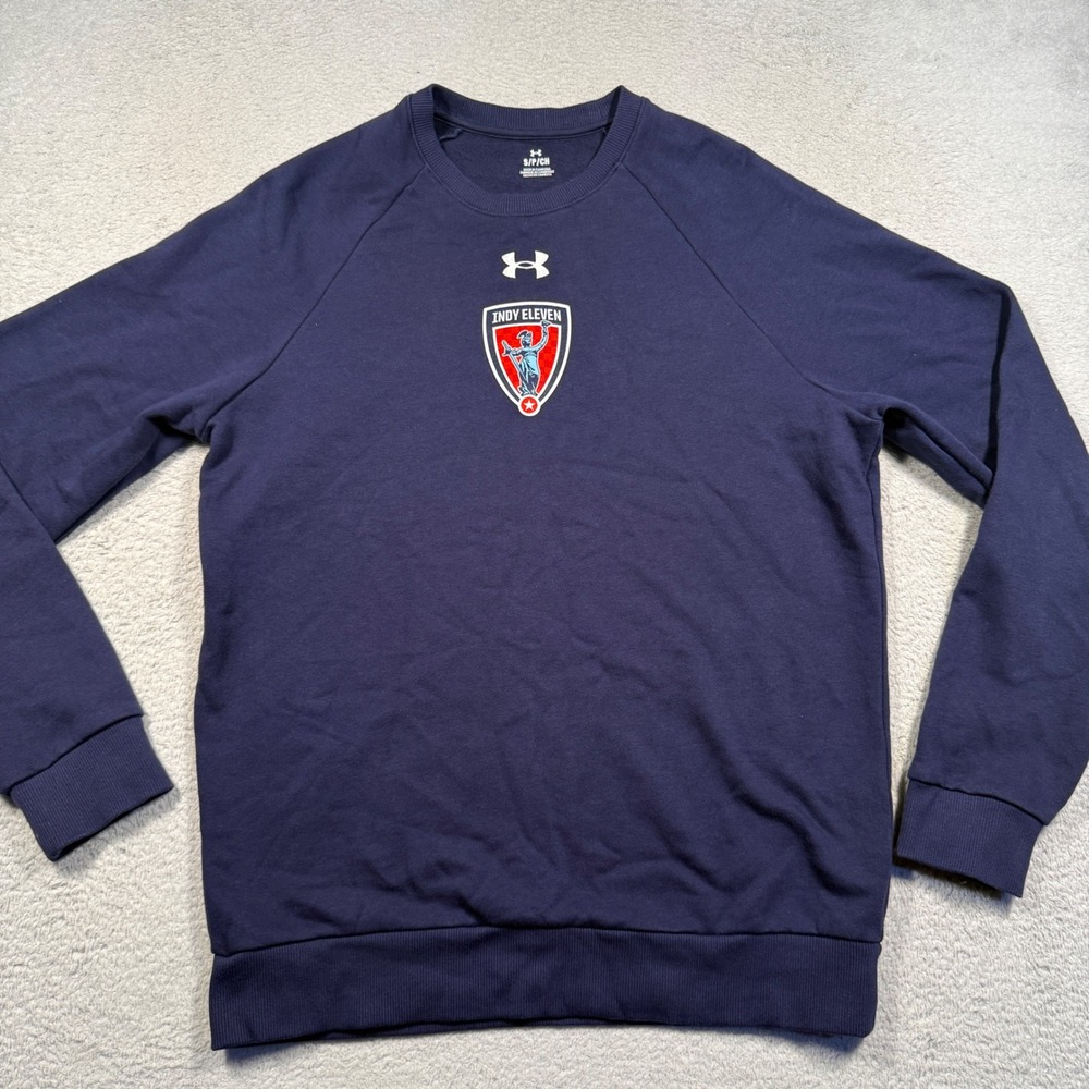 Under Armour Indy Eleven Sweatshirt Mens S Navy Blue Crewneck Pullover Soccer